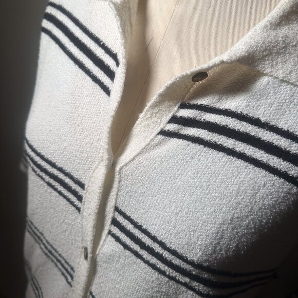 Madewell Textured Stripe Button-Up Polo • Size 2X - Picture 2 of 4